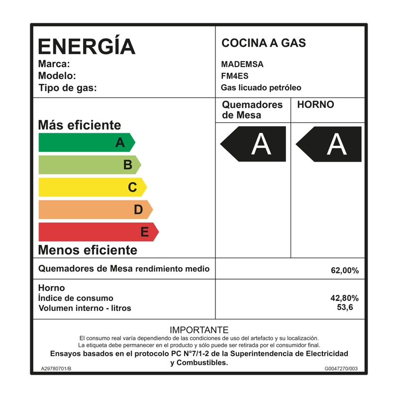 COCINA A GAS 4 PLATOS LIMPIAFACIL Y PARRILLAS ALAMBRON FM4ES - 4