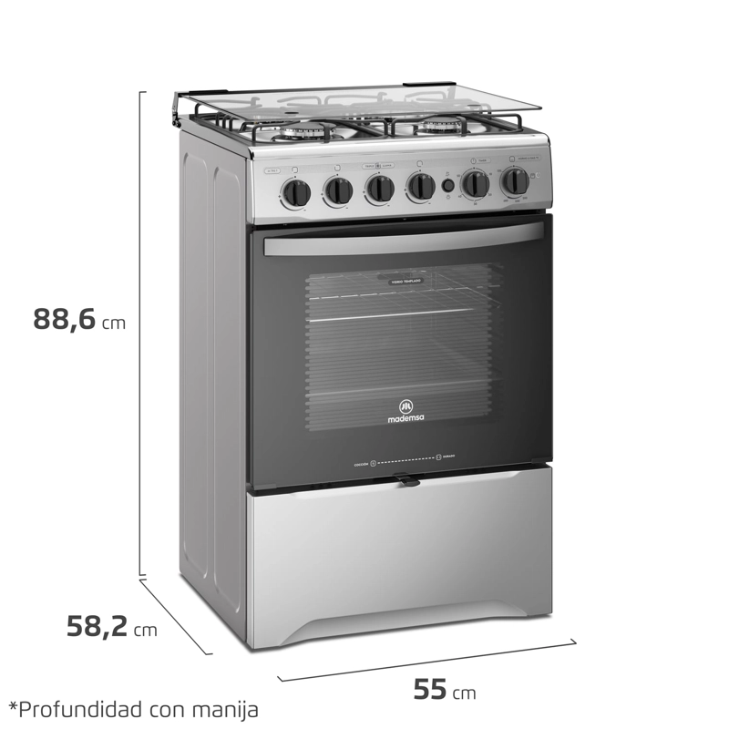 COCINA A GAS 4 PLATOS MADEMSA TRIPLE LLAMA Y GRILL M 795 T - 2