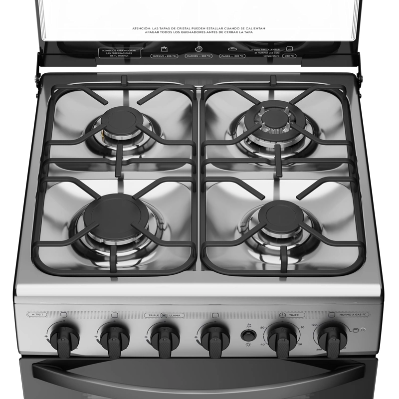 COCINA A GAS 4 PLATOS MADEMSA TRIPLE LLAMA Y GRILL M 795 T - 5