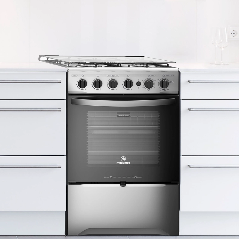 COCINA A GAS 4 PLATOS MADEMSA TRIPLE LLAMA Y GRILL M 795 T - 7