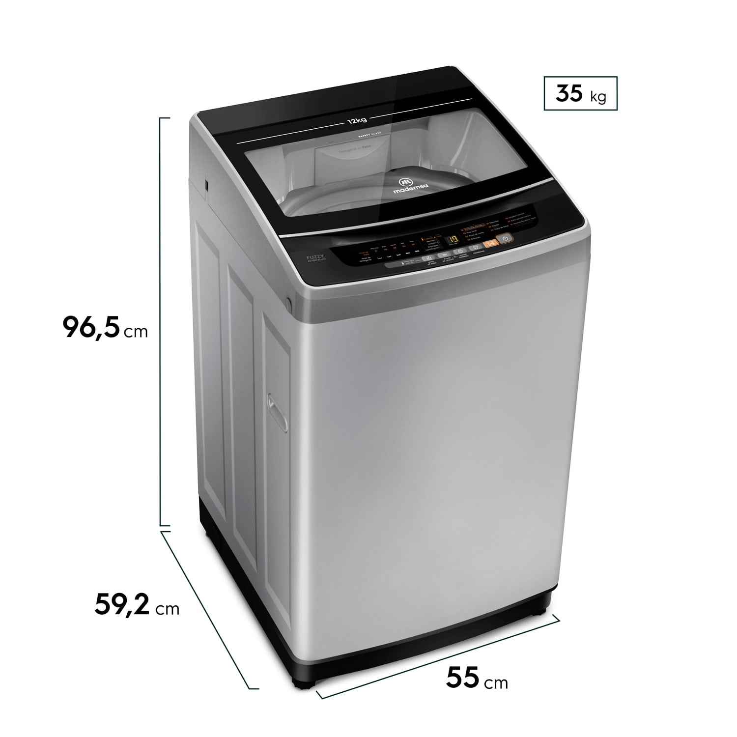 LAVADORA AUTOMATICA 12KG FUZZY AUTOMATICO 12 SZG GRIS - 4