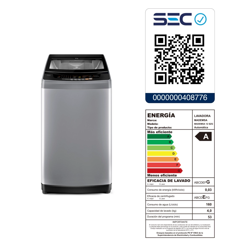 LAVADORA AUTOMATICA 12KG FUZZY AUTOMATICO 12 SZG GRIS - 9