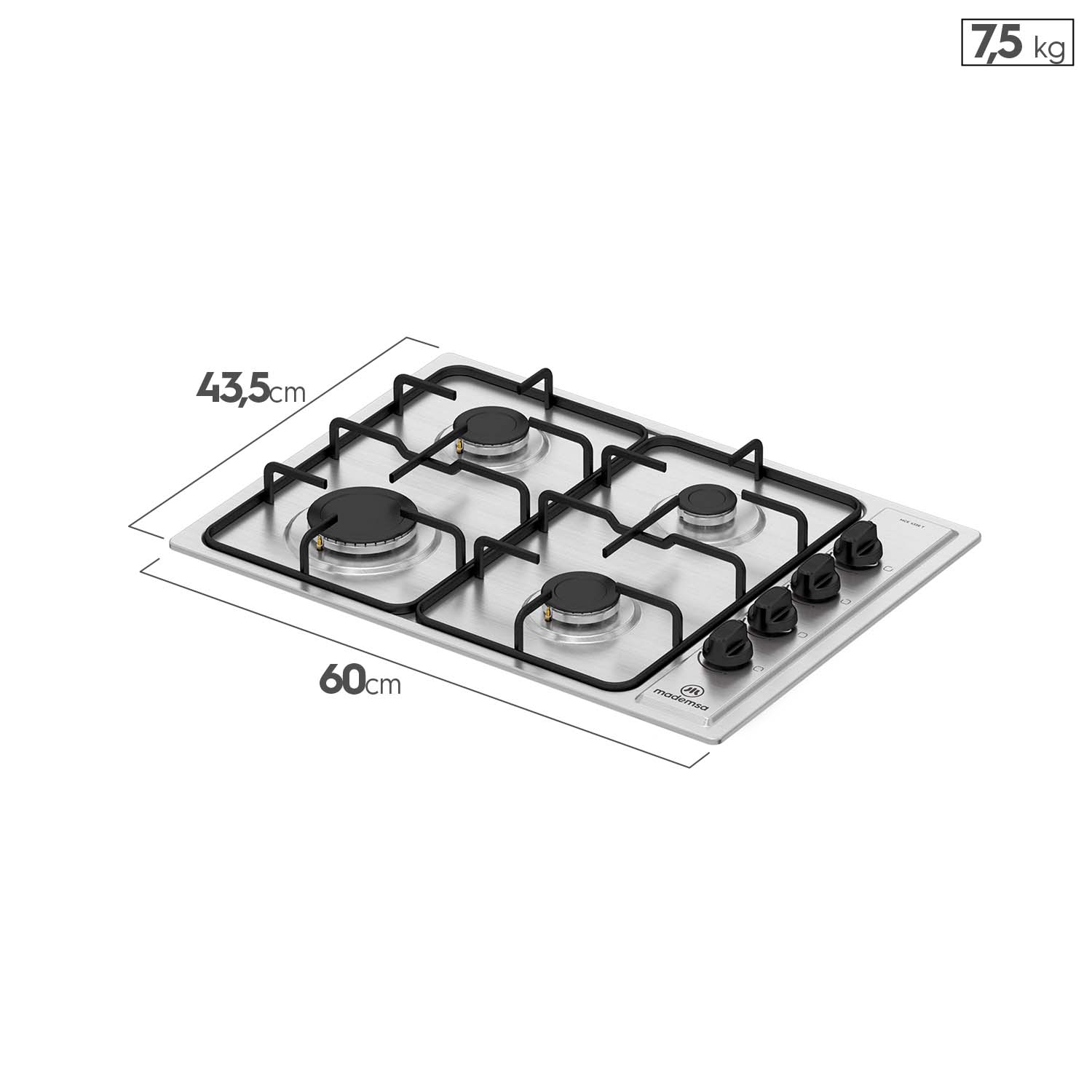 ENCIMERA A GAS 4 PLATOS ENCENDIDO ELE CTRICO MCE 435E T INOX - 4