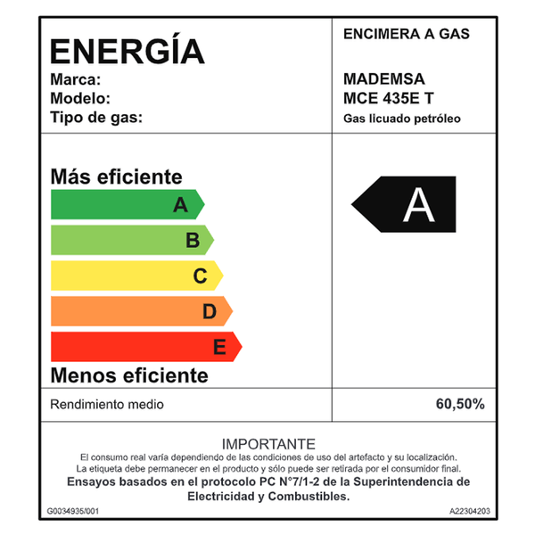 ENCIMERA A GAS 4 PLATOS ENCENDIDO ELE CTRICO MCE 435E T INOX - 9