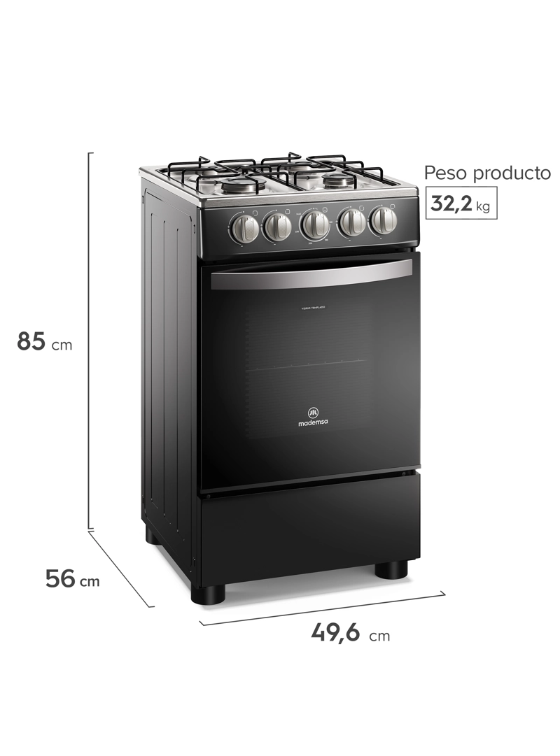 COCINA A GAS 4 PLATOS LIMPIAFACIL Y PARRILLAS ALAMBRON FM4IP - 2