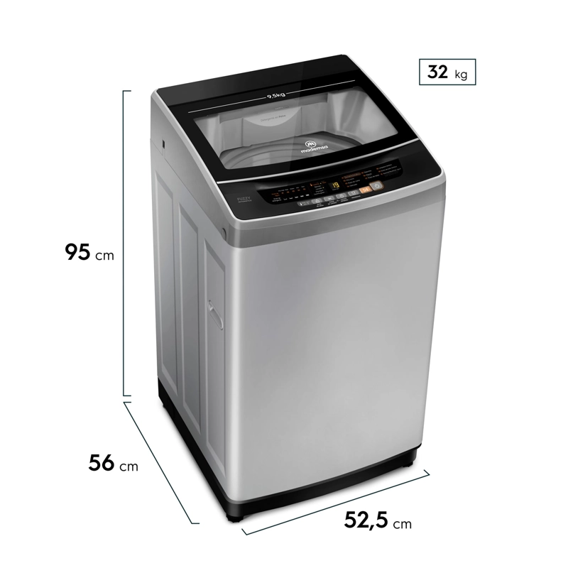 LAVADORA AUTOMATICA 9,5KG FUZZY AUTOMATICO 9,5 SZG GRIS - 2
