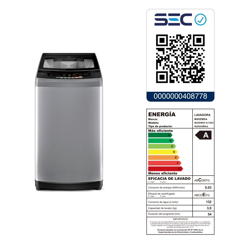 LAVADORA AUTOMATICA 9,5KG FUZZY AUTOMATICO 9,5 SZG GRIS - 7