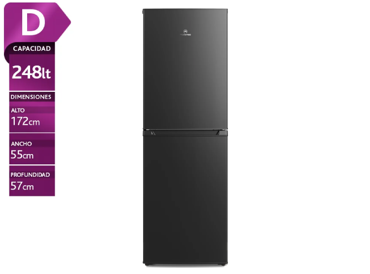 REFRIGERADOR 248L FRIO DIRECTO BOTTOM FREEZER MED250B EN COLOR NEGRO