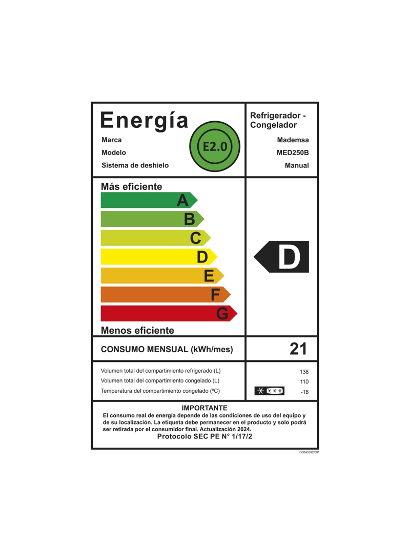 REFRIGERADOR 248L FRIO DIRECTO BOTTOM FREEZER MED250B EN COLOR NEGRO - 3