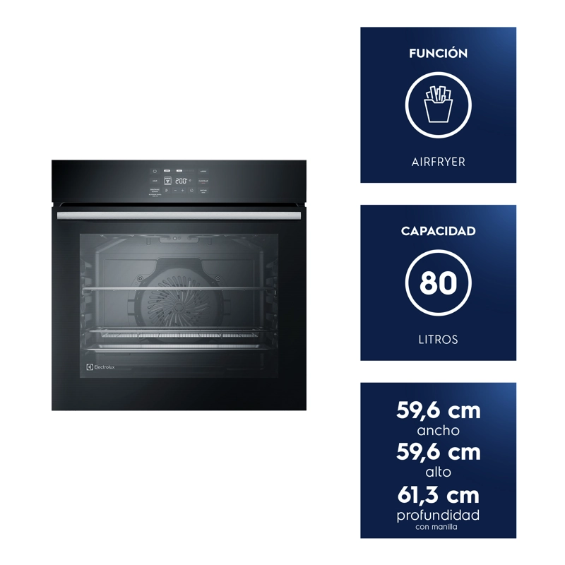 HORNO EMPOTRABLE ELE CTRICO ELECTROLUX 80L AIR FRYER, PERFECTCOOK360 Y PANEL TOUCH OE8EA - 9