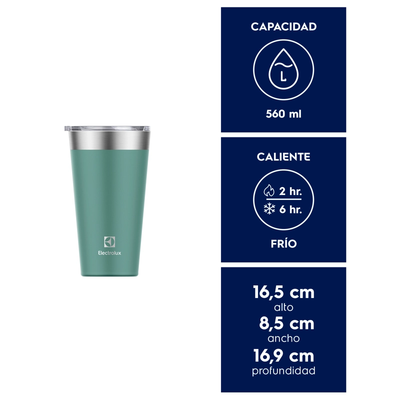 VASO TE RMICO MUG ELECTROLUX 560 ML CON TAPA SENSE VERDE - 2