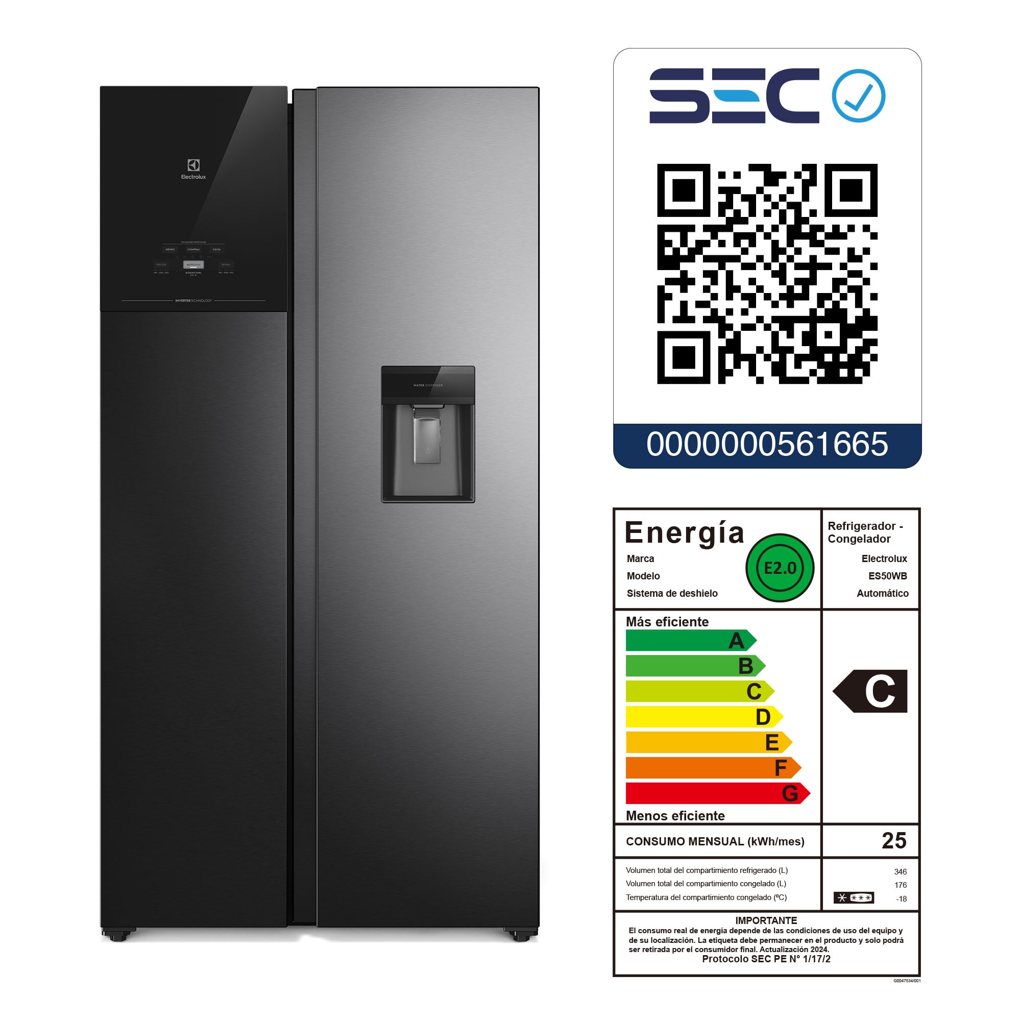 REFRIGERADOR 526L NO FROST SIDE BY SIDE INVERTER ES50WB BLACK - 4