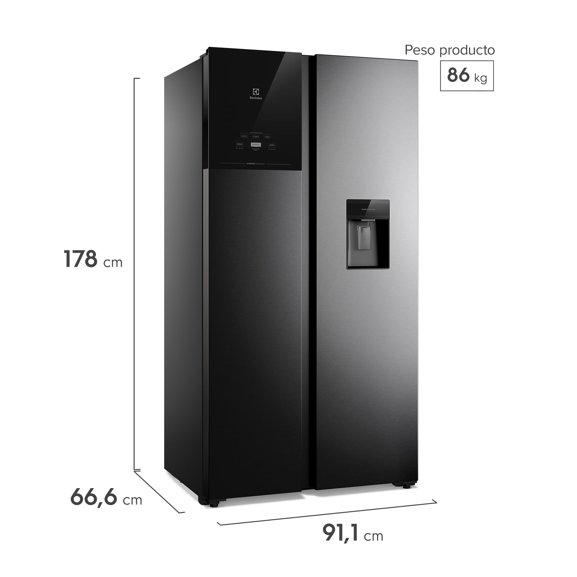 REFRIGERADOR 526L NO FROST SIDE BY SIDE INVERTER ES50WB BLACK - 7