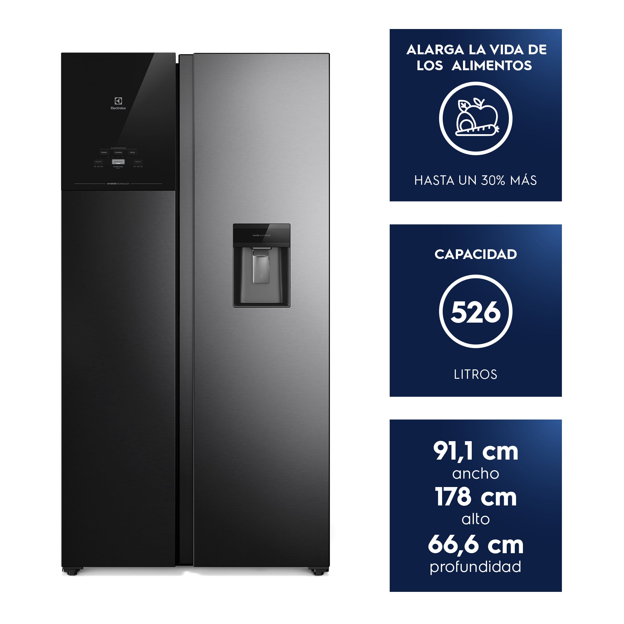 REFRIGERADOR 526L NO FROST SIDE BY SIDE INVERTER ES50WB BLACK - 8