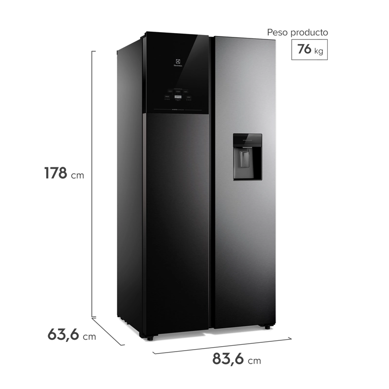 REFRIGERADOR 436L NO FROST SIDE BY SIDE INVERTER ES40WB BLACK - 2