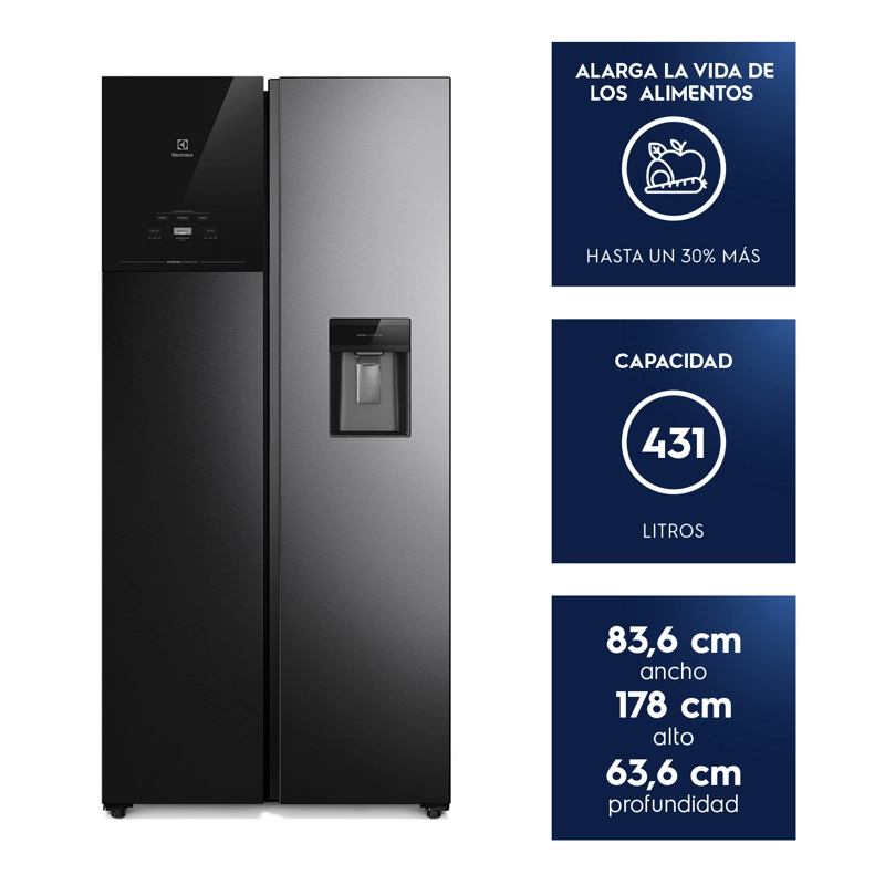 REFRIGERADOR 436L NO FROST SIDE BY SIDE INVERTER ES40WB BLACK - 3