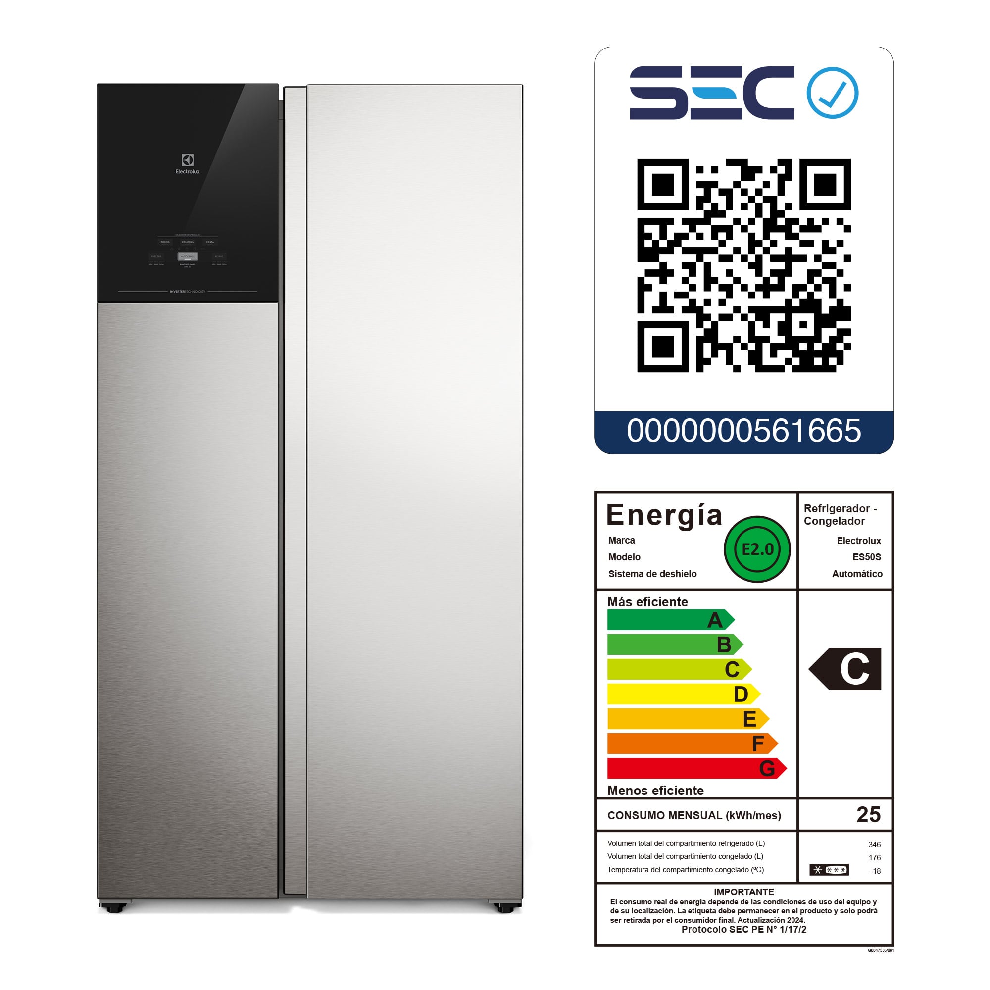 REFRIGERADOR 530L NO FROST SIDE BY SIDE INVERTER ES50S INOX - 3