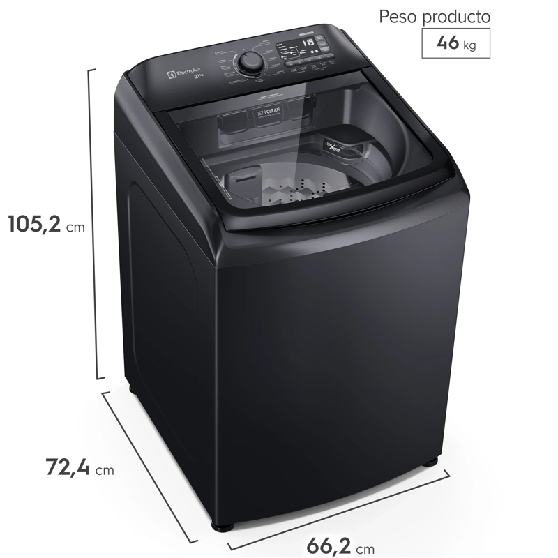 LAVADORA AUTOMATICA 21KG CARGA SUPERIOR EXPERT LEB21 NEGRA - 2