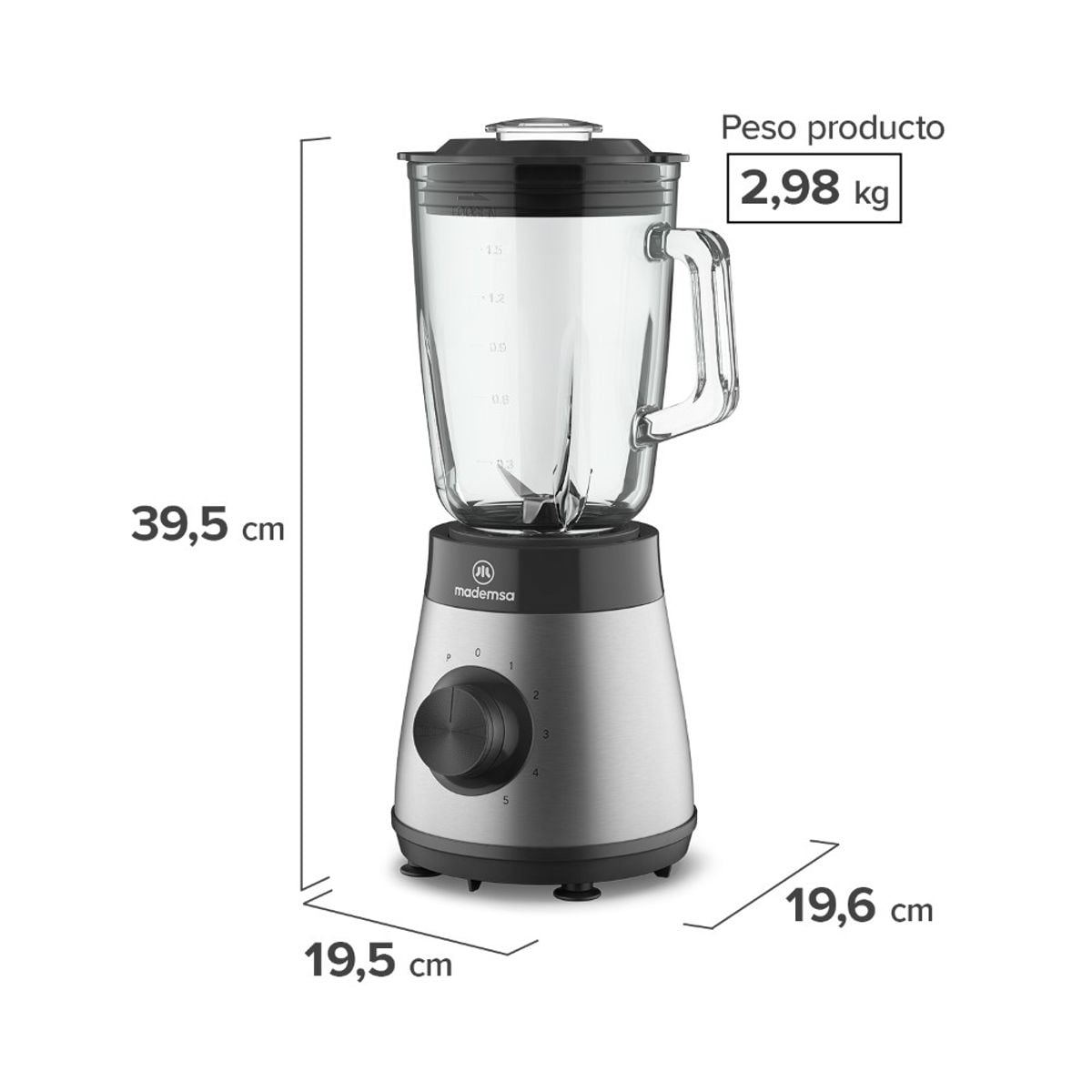 LICUADORA MADEMSA 1,5L CON 5 VELOCIDADES 500W MBL50 - 3