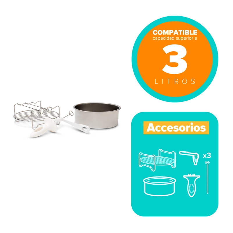KIT ACCESORIOS FREIDORA AIRE MADEMSA MOLDE, PARRILLA Y REBANADORA - 2