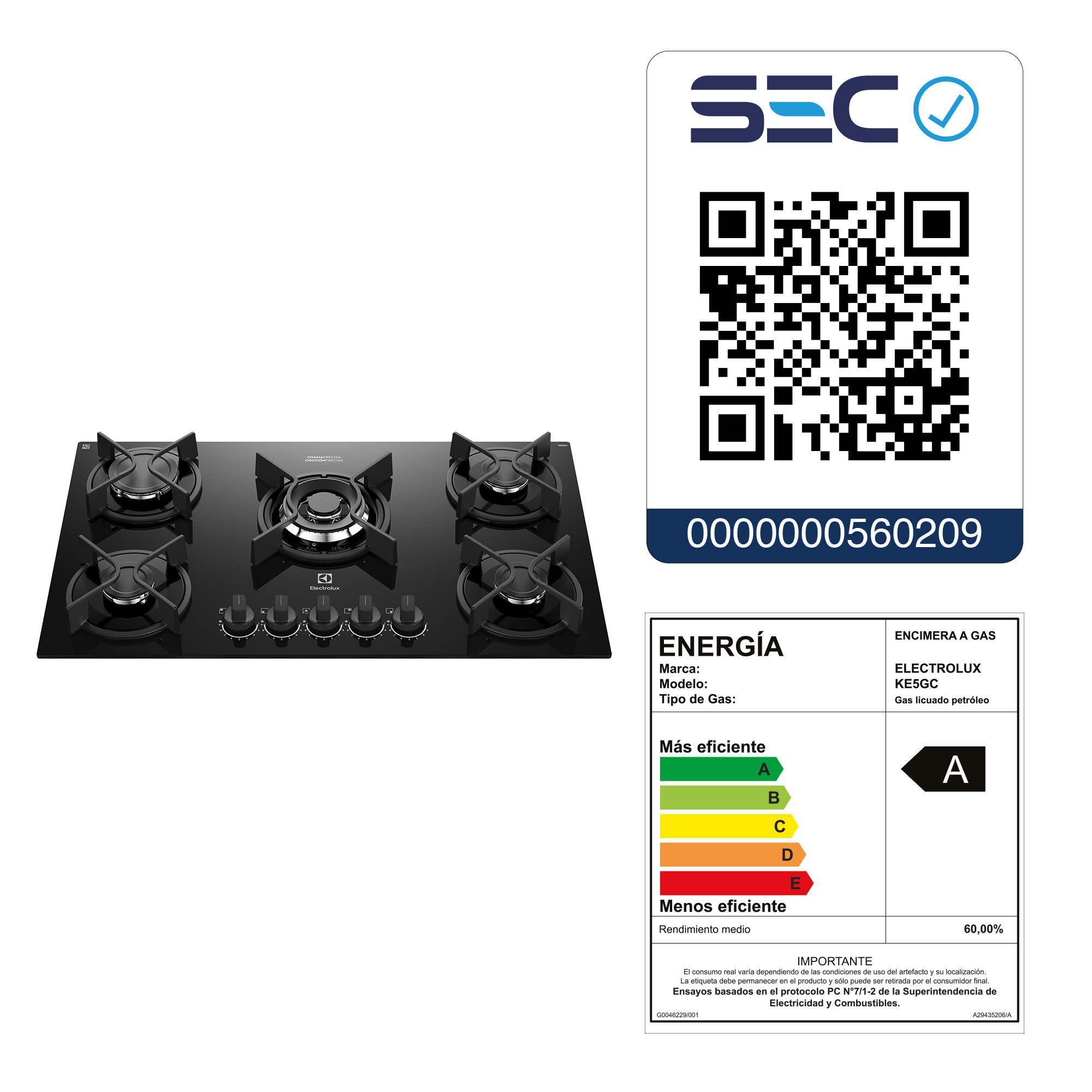 ENCIMERA A GAS 5 PLATOS EXPERIENCE MULTI LLAMA KE5GC - 4