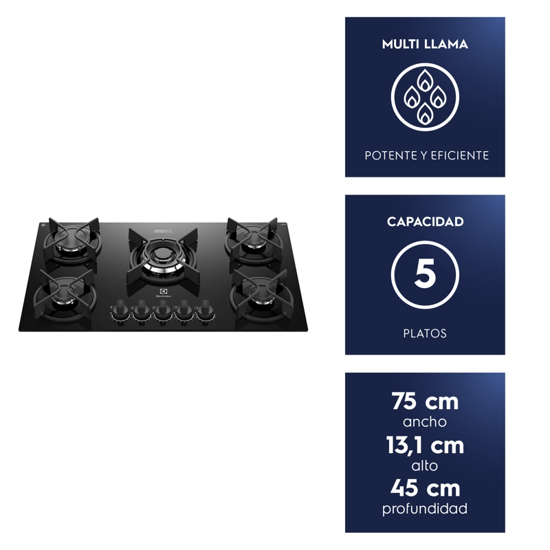 ENCIMERA A GAS 5 PLATOS EXPERIENCE MULTI LLAMA KE5GC - 8