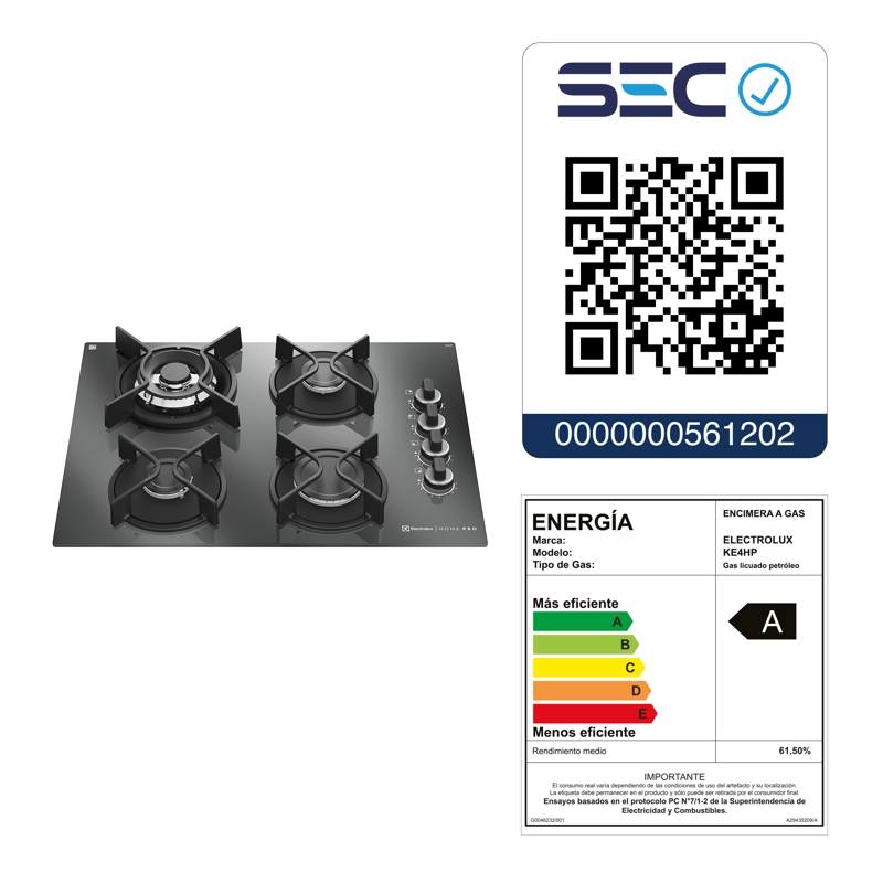 ENCIMERA A GAS 4 PLATOS HOME PRO COCCION KE4HP ESPEJADO - 4