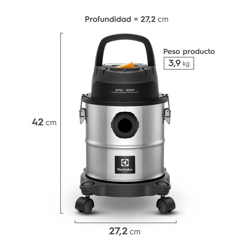 ASPIRADORA DE AGUA Y POLVO ELECTROLUX GT12I ACERO INOXIDABLE - 2