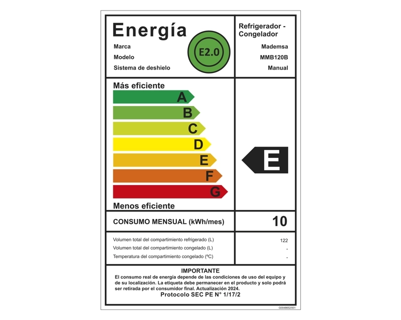 FRIGOBAR 120L FRIO DIRECTO CON LLAVE Y LUZ LED MMB120B NEGRO - 3