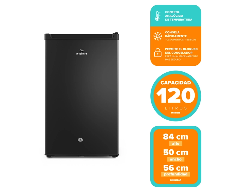 FRIGOBAR 120L FRIO DIRECTO CON LLAVE Y LUZ LED MMB120B NEGRO - 5