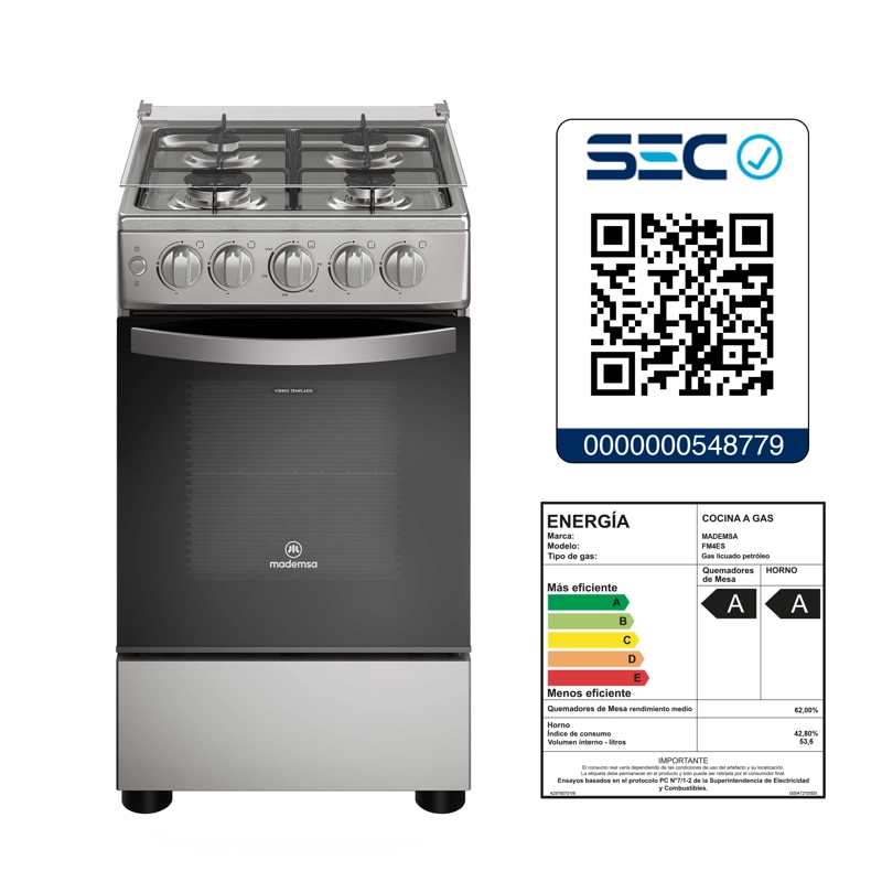 COCINA A GAS 4 PLATOS LIMPIAFACIL Y PARRILLAS ALAMBRON FM4ES - 2