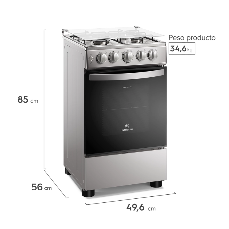 COCINA A GAS 4 PLATOS LIMPIAFACIL Y PARRILLAS ALAMBRON FM4ES - 5