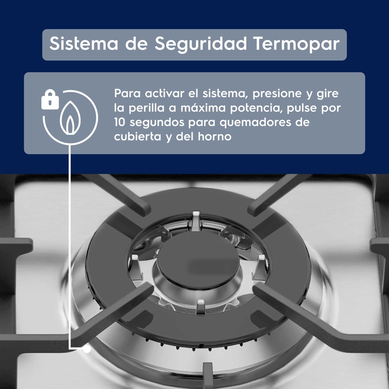 COCINA A GAS 5 PLATOS DOBLE HORNO TIMER DIGITAL 76DBA NEGRA - 9