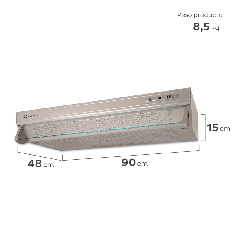 CAMPANA DE COCINA EXTRACTORA 90 CM DOUBLE FUNCTION MX U190 - 3