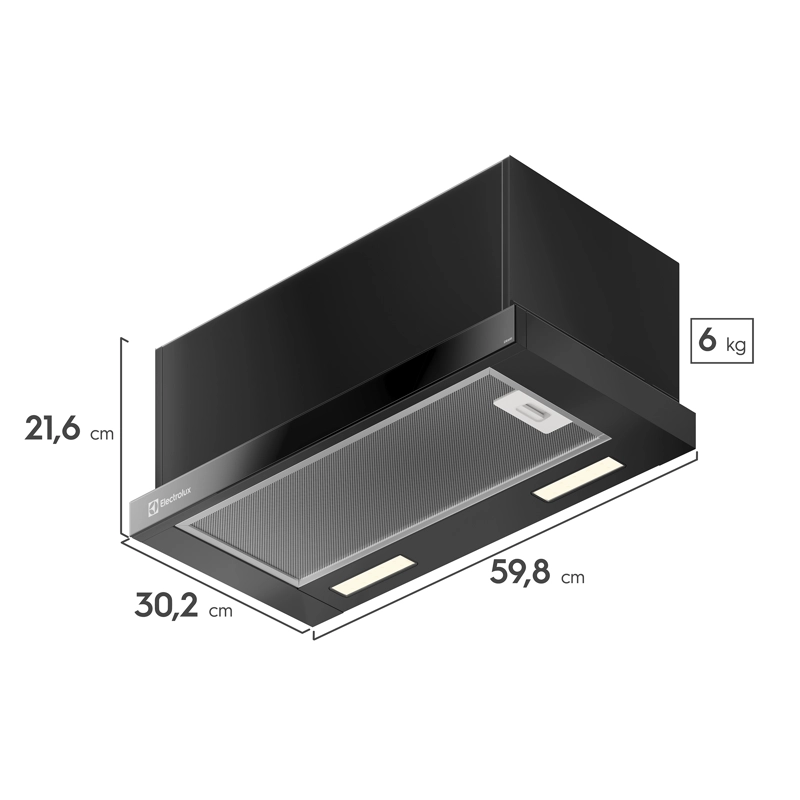 CAMPANA COCINA EXTRACTORA RETRACTIL 60CM LUZ LED DE6RI NEGRA - 2