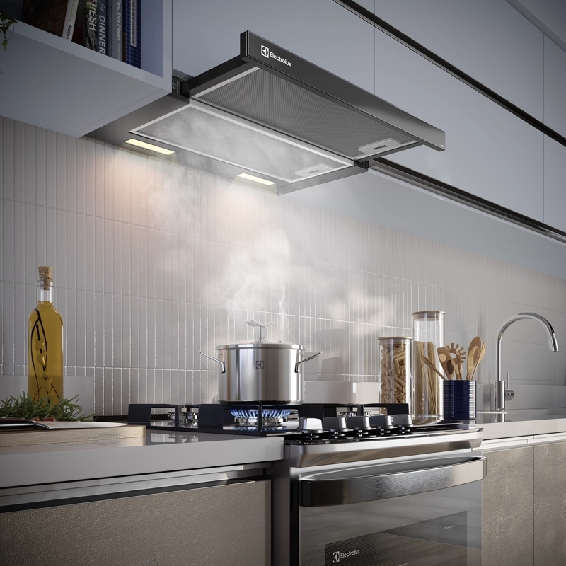 CAMPANA COCINA EXTRACTORA RETRACTIL 60CM LUZ LED DE6RI NEGRA - 5