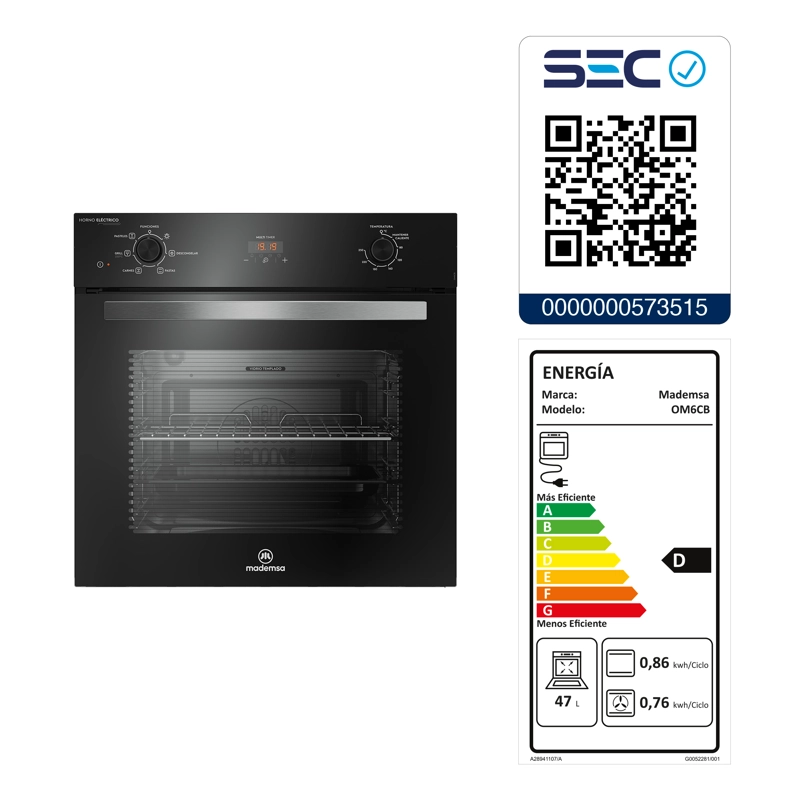 HORNO EMPOTRABLE ELE CTRICO 59L CONVECTOR Y TEMPORIZADOR OM6CB - 3