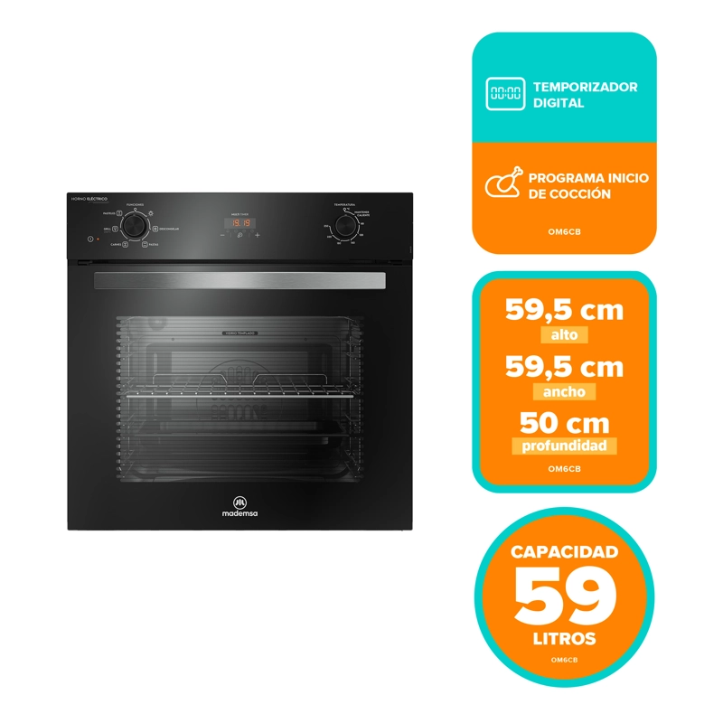 HORNO EMPOTRABLE ELE CTRICO 59L CONVECTOR Y TEMPORIZADOR OM6CB - 7