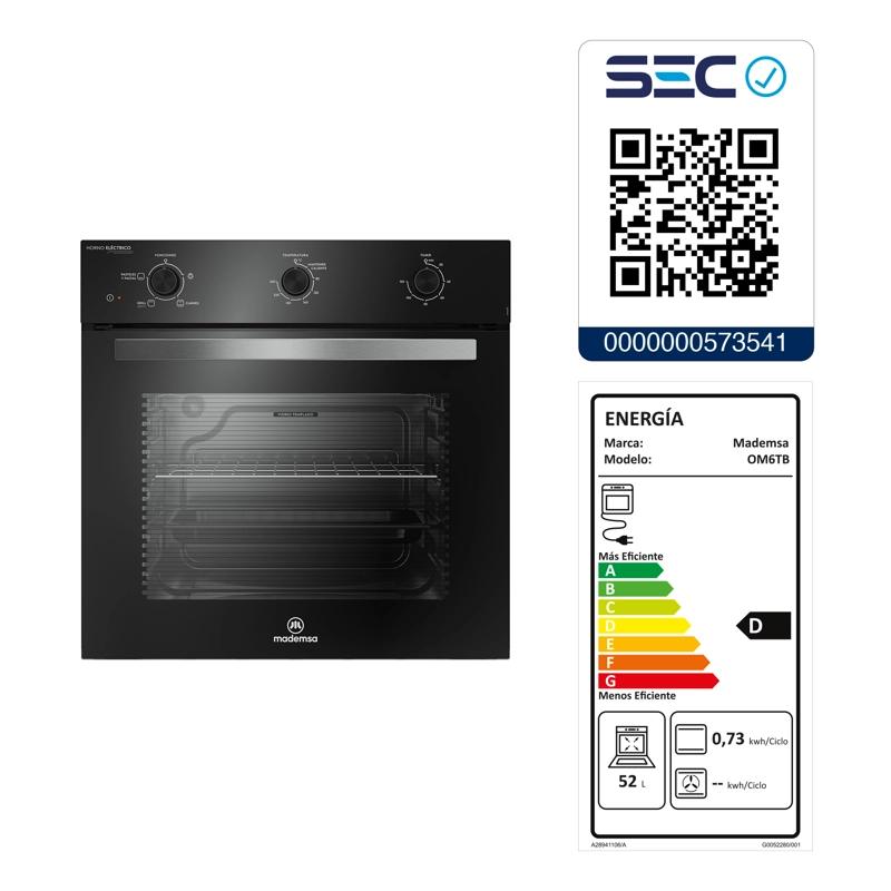 HORNO EMPOTRABLE ELE CTRICO 59L TEMPORIZADOR Y LIMPIA FACIL OM6TB - 3