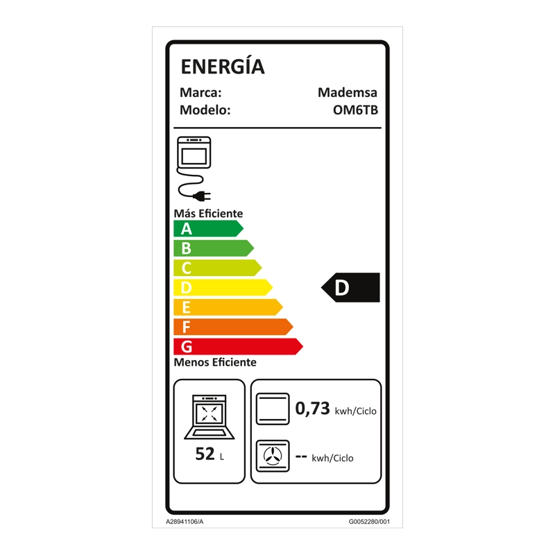 HORNO EMPOTRABLE ELE CTRICO 59L TEMPORIZADOR Y LIMPIA FACIL OM6TB - 5