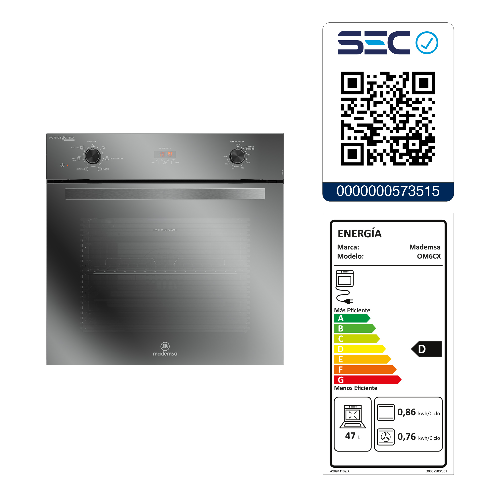 HORNO EMPOTRABLE ELE CTRICO 59L CONVECTOR Y TEMPORIZADOR OM6CX - 3