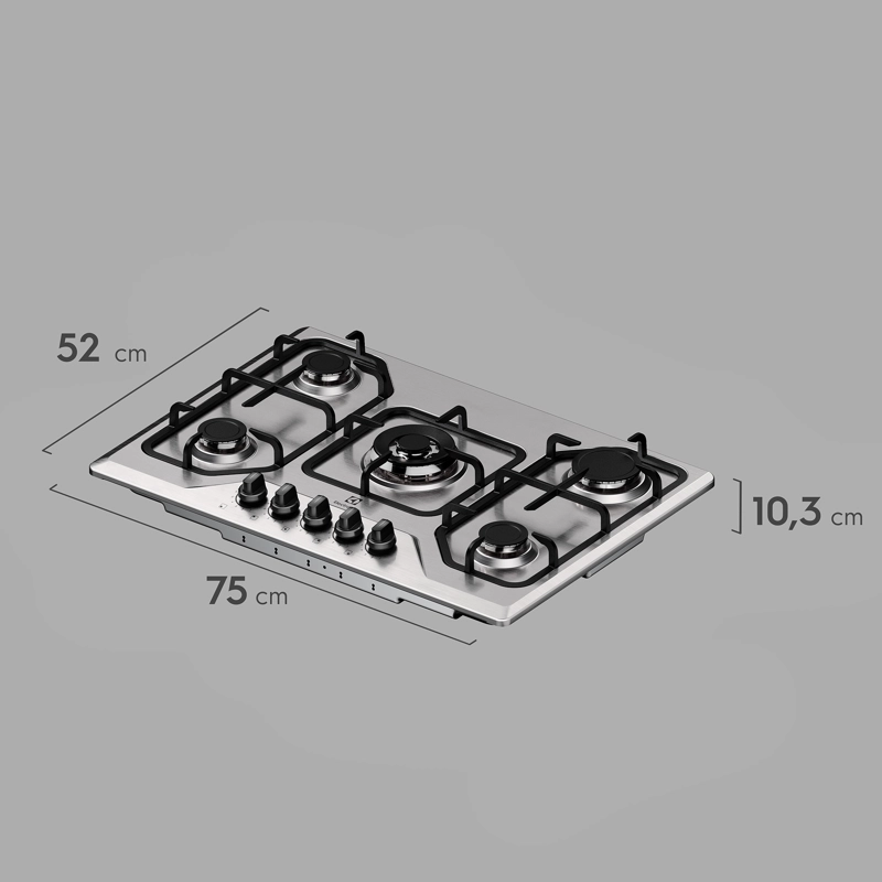 ENCIMERA A GAS 5 PLATOS EXPERIENCE MULTI LLAMA KE5XC INOX - 7