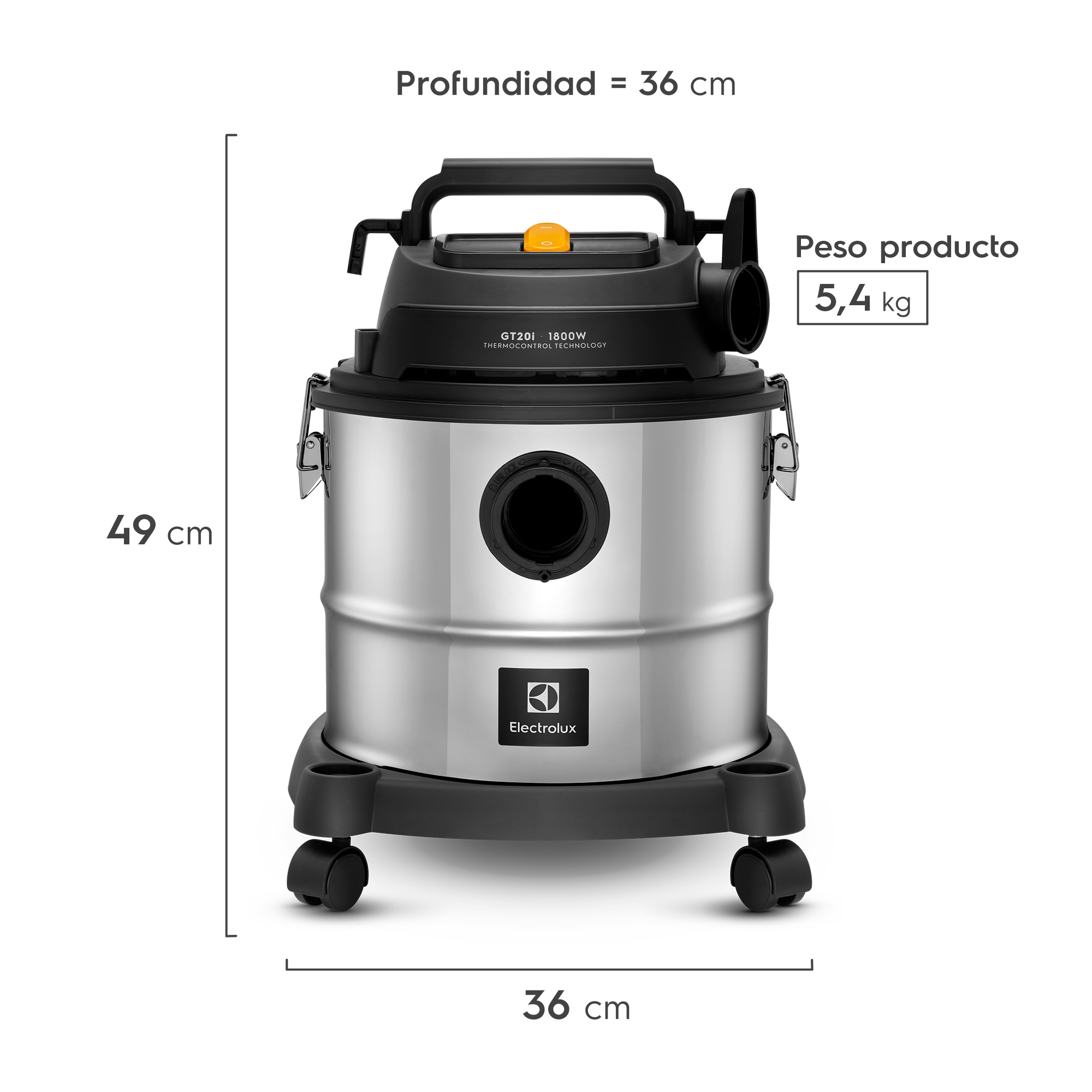 ASPIRADORA DE AGUA Y POLVO ELECTROLUX GT20I ACERO INOXIDABLE - 3