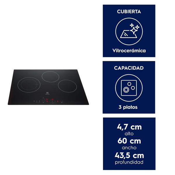 ENCIMERA ELE CTRICA 3 PLATOS VITROCERAMICA PANEL TOUCH VE6DT - 5