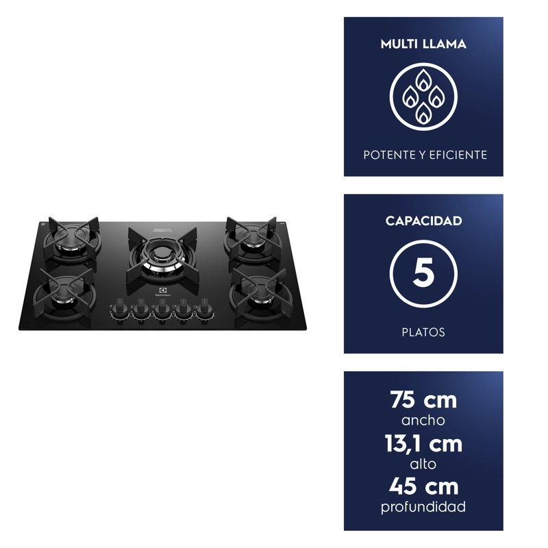 ENCIMERA A GAS 5 PLATOS EXPERIENCE MULTI LLAMA KE5GC - 3