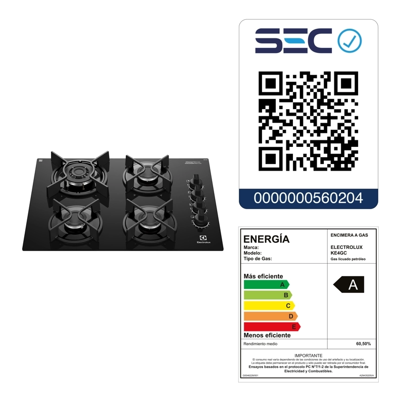 ENCIMERA A GAS 4 PLATOS EXPERIENCE TRIPLE LLAMA KE4GC - 12