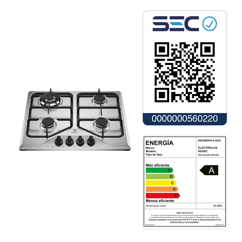 ENCIMERA A GAS 4 PLATOS EXPERIENCE MULTI LLAMA KE4XC INOX - 12