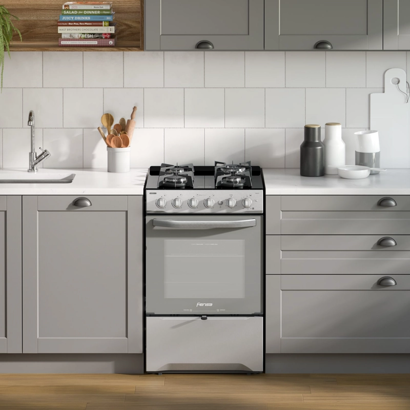COCINA A GAS FENSA F 3000 RT 4 PLATOS CUBIERTA VIDRIO INOX - 7