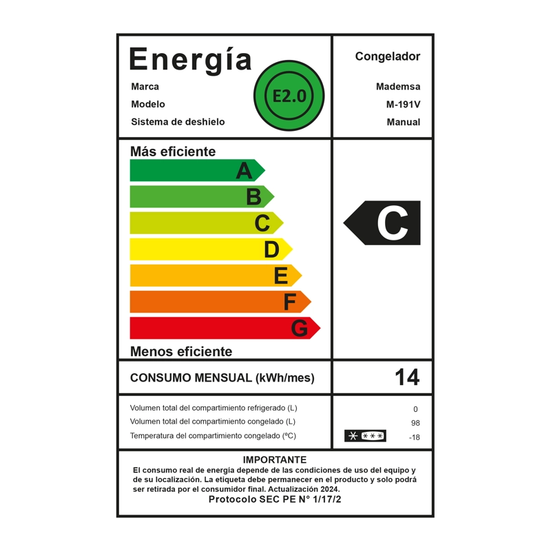 MINI CONGELADOR FREEZER VERTICAL FRIO DIRECTO 98L INVERTER M191V - 5
