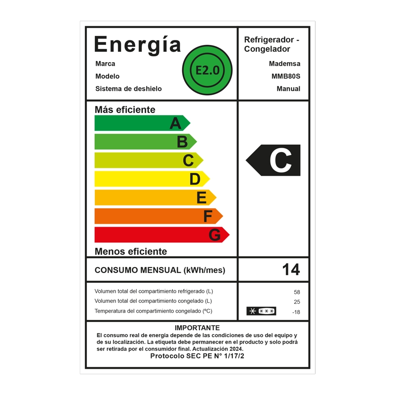MINI REFRIGERADOR 83L FRIO DIRECTO TOP FREEZER INVERTER MMB80S - 4